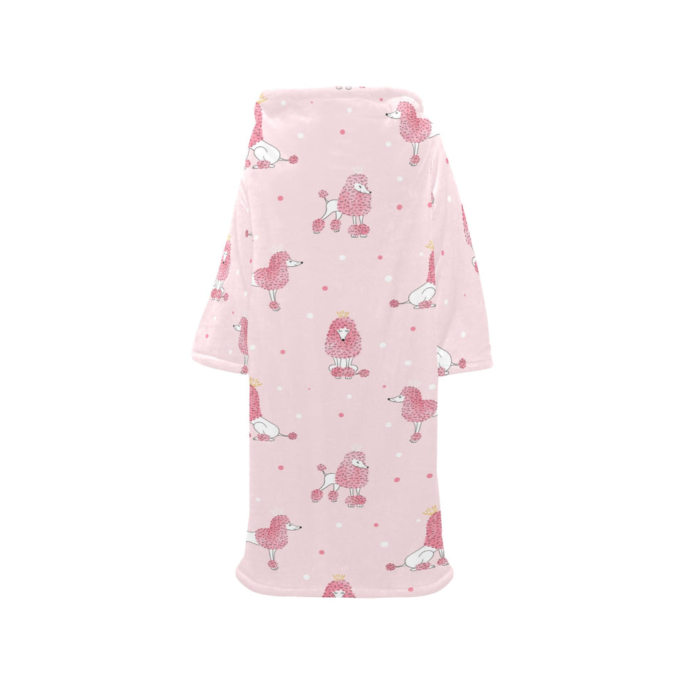 Poodle dog pink color theme Blanket Robe with Sleeves