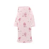 Poodle dog pink color theme Blanket Robe with Sleeves
