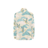 Bonsai bamboo stork japanese pattern cream theme Women's Long Sleeve Polo Shirt