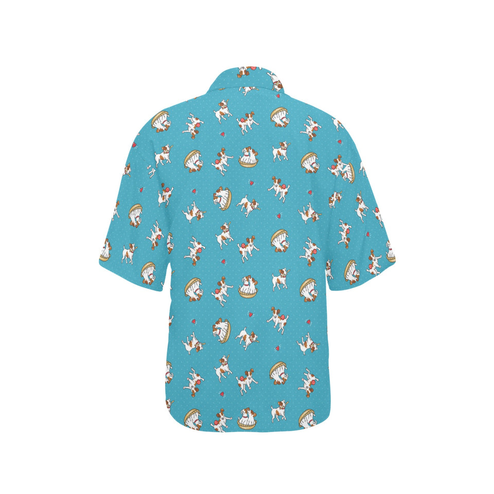 Jack Russel Pattern Print Design 03 Women's All Over Print Hawaiian Shirt