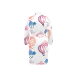 Watercolor air balloon cloud pattern Men's Long Sleeve Belted Night Robe