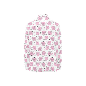 Pig Pattern Print Design 03 Women's Long Sleeve Polo Shirt