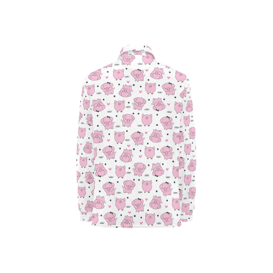 Pig Pattern Print Design 03 Women's Long Sleeve Polo Shirt