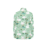 White swan lake pattern Women's Long Sleeve Polo Shirt