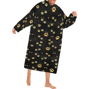 Dog Paws Pattern Print Design 05 Blanket Robe with Sleeves