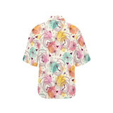 Clock butterfly pattern Women's All Over Print Hawaiian Shirt