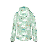 White swan lake pattern Women's Padded Hooded Jacket