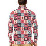 British Pattern Print Design 05 Men's Long Sleeve Polo Shirt