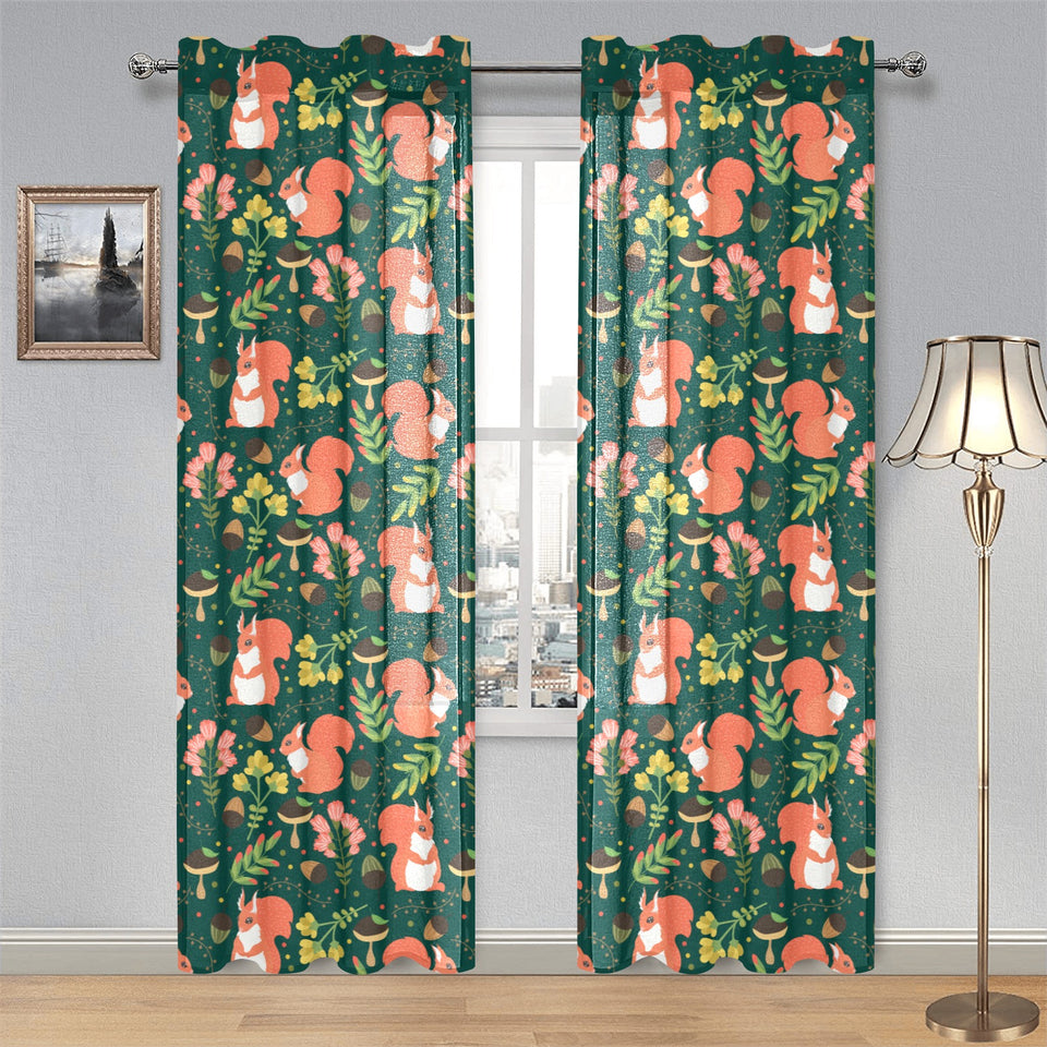 Squirrel Pattern Print Design 03 Gauze Curtain