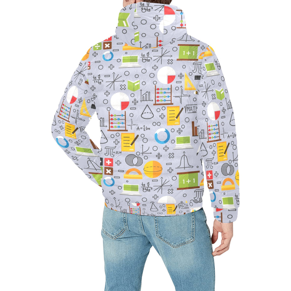 Math Pattern Print Design 04 Men's Padded Hooded Jacket