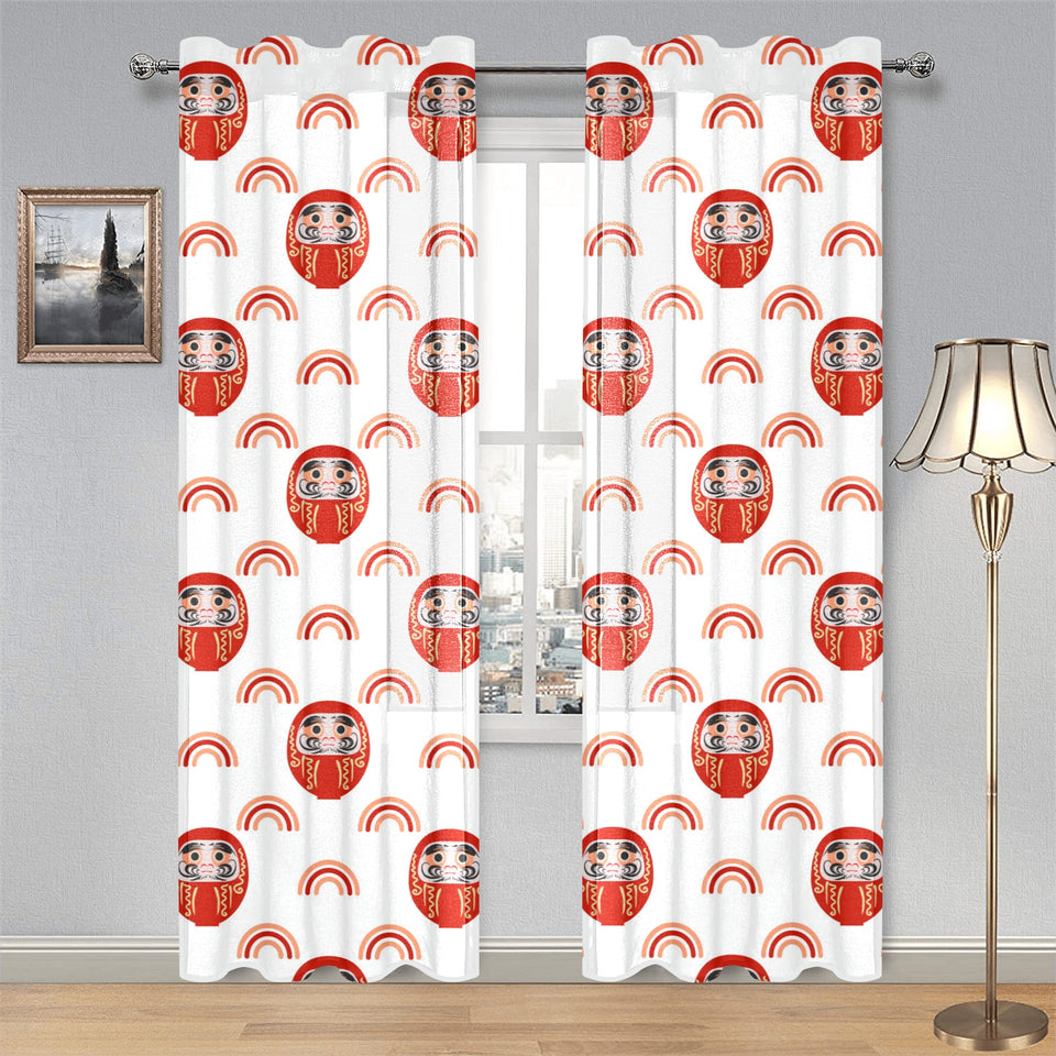 Daruma japanese wooden doll design pattern Gauze Curtain