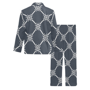 nautical steering wheel rope pattern Men's Long Pajama Set