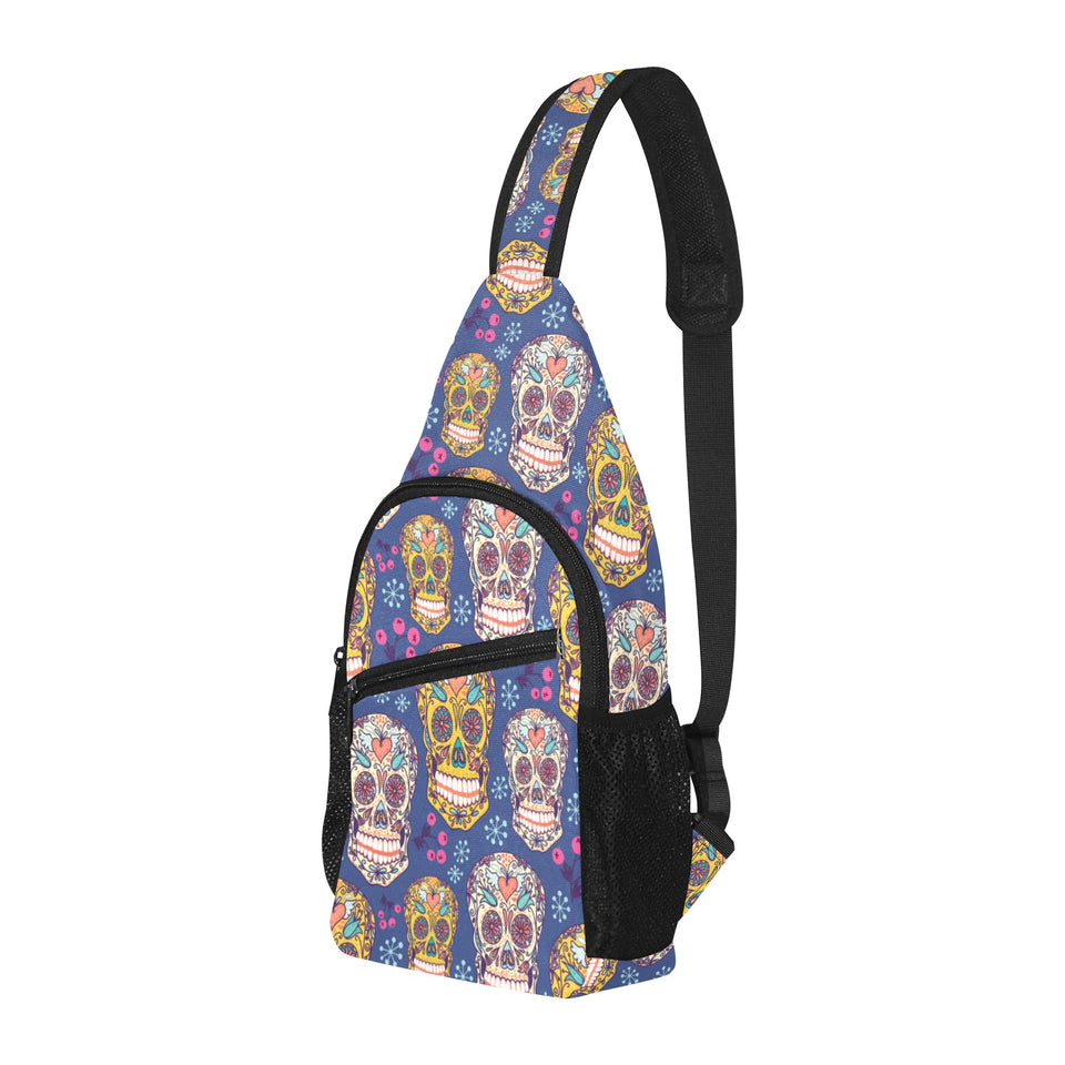 Sugar skull flower pattern All Over Print Chest Bag