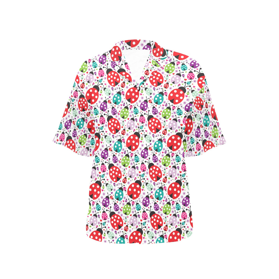 Ladybug Pattern Print Design 03 Women's All Over Print Hawaiian Shirt