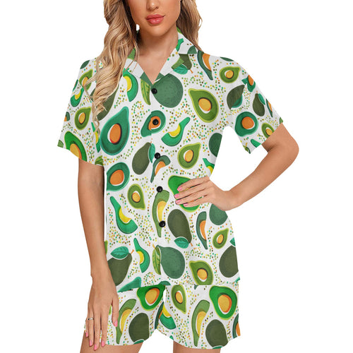 Avocado design pattern Women's V-Neck Short Pajama Set