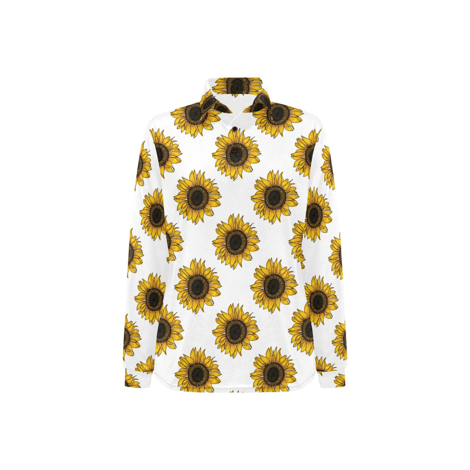 sunflowers design pattern Women's Long Sleeve Polo Shirt