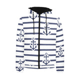 Anchor rope nautical pattern Men's Padded Hooded Jacket