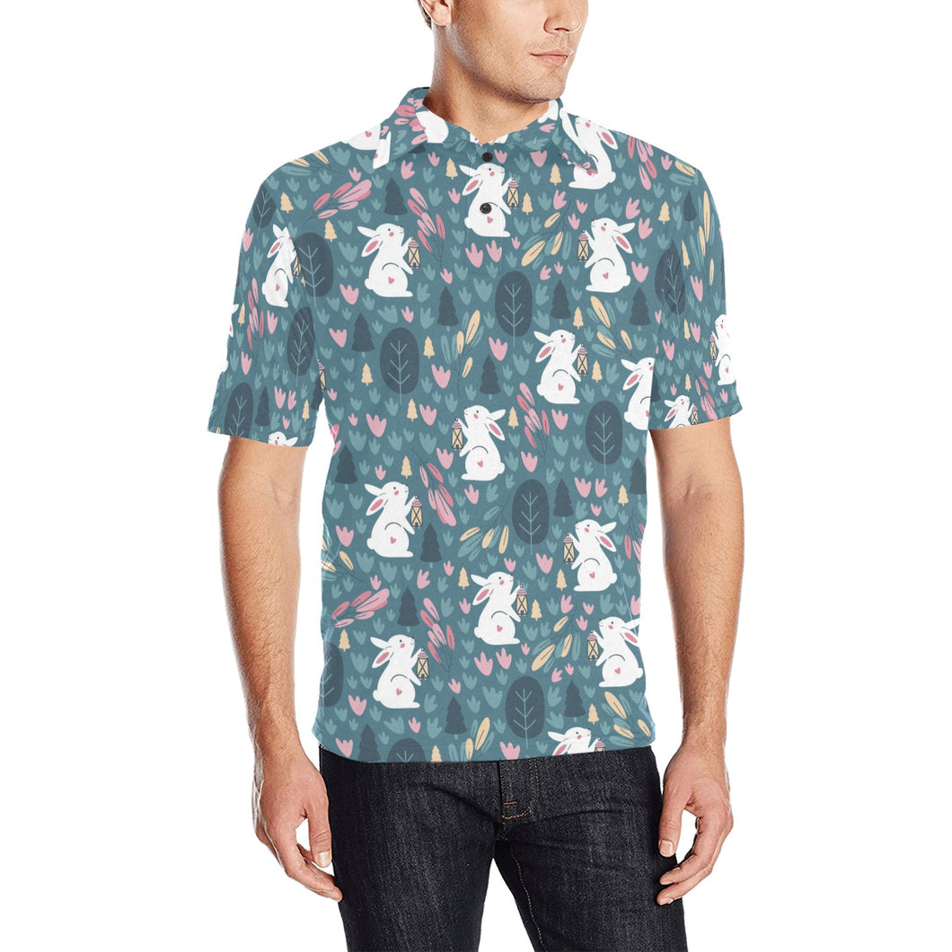 Cute rabbit pattern Men's All Over Print Polo Shirt