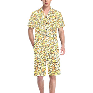 Popcorn Pattern Print Design 03 Men's V-Neck Short Pajama Set