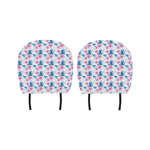 Hummingbird Pattern Print Design 02 Car Headrest Cover