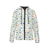 apples leaves pattern Women's Padded Hooded Jacket