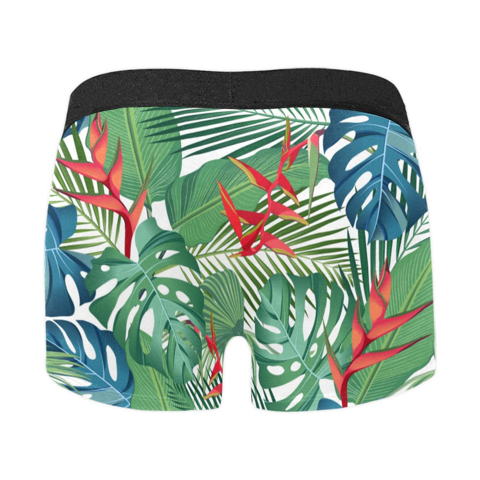 heliconia palm and monstera  leaves pattern Men's All Over Print Boxer Briefs Men's Underwear