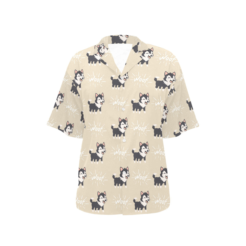 Cute Siberian Husky Women's All Over Print Hawaiian Shirt