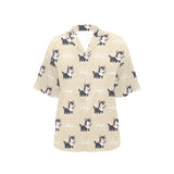 Cute Siberian Husky Women's All Over Print Hawaiian Shirt