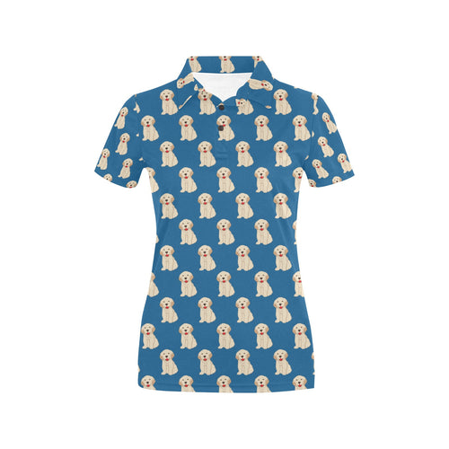 Golden Retriever Pattern Print Design 03 Women's All Over Print Polo Shirt
