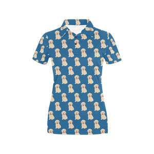 Golden Retriever Pattern Print Design 03 Women's All Over Print Polo Shirt