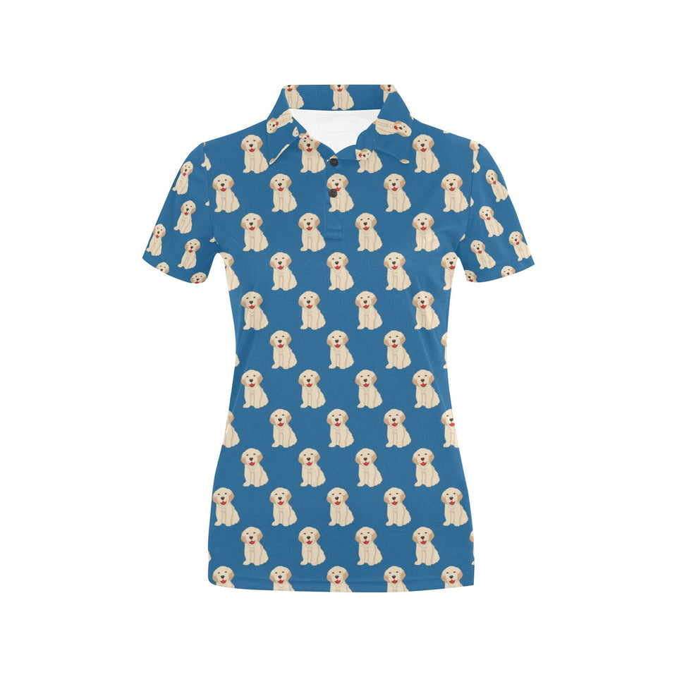 Golden Retriever Pattern Print Design 03 Women's All Over Print Polo Shirt