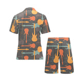 electric guitars pattern Men's V-Neck Short Pajama Set