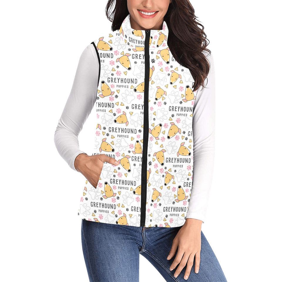 Greyhound Pattern Print Design 03 Women's Padded Vest