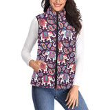 Elephant indian style ornament pattern Women's Padded Vest
