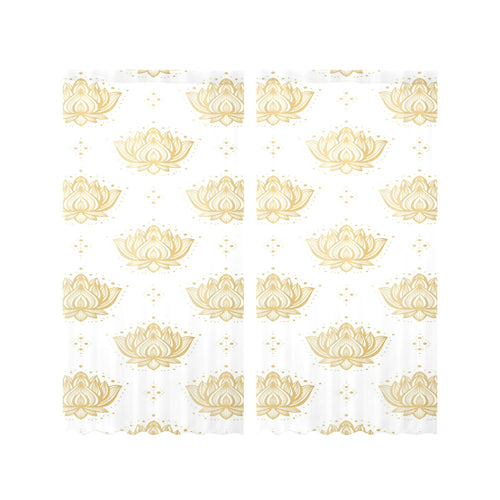 Gold Ornamental lotue waterlily symbol pattern Gauze Curtain