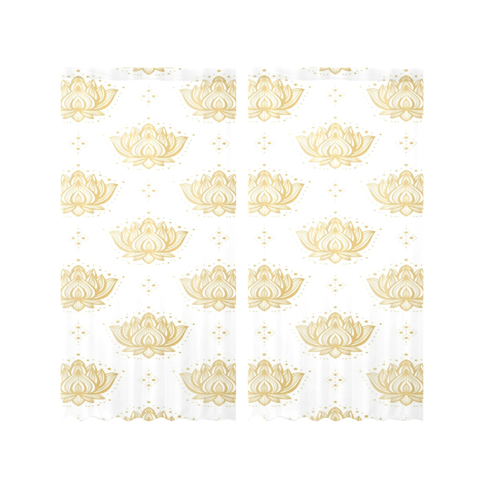 Gold Ornamental lotue waterlily symbol pattern Gauze Curtain