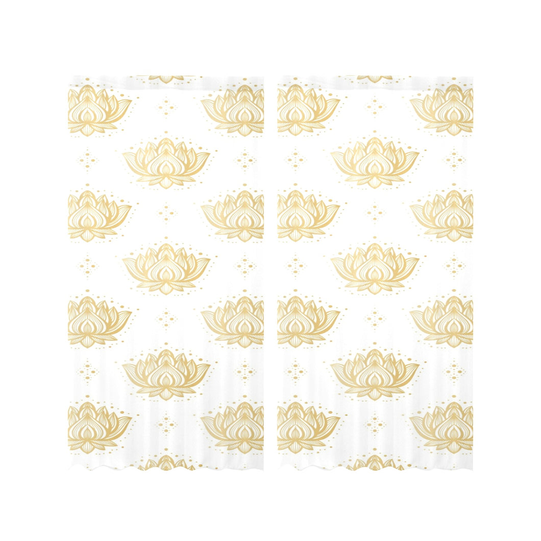 Gold Ornamental lotue waterlily symbol pattern Gauze Curtain
