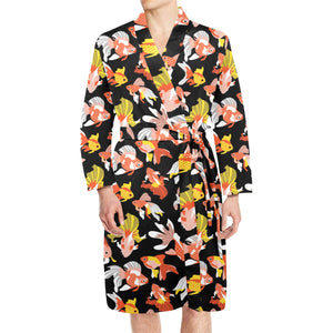 Goldfish Pattern Print Design 03 Men's Long Sleeve Belted Night Robe
