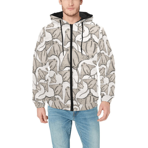 Stingray Pattern Print Design 05 Men's Padded Hooded Jacket
