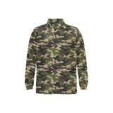 Dark Green camouflage pattern Men's Long Sleeve Polo Shirt