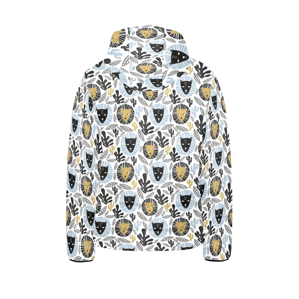 Lion Pattern Print Design 05 Kids' Boys' Girls' Padded Hooded Jacket