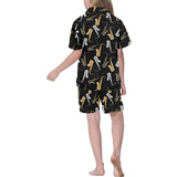 saxophone design pattern Kids' Boys' Girls' V-Neck Short Pajama Set
