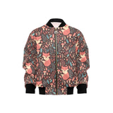 fox leaves mushroom pattern Kids' Boys' Girls' Bomber Jacket