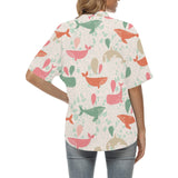 Cute whale pattern Women's All Over Print Hawaiian Shirt
