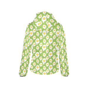 Fried Eggs Pattern Print Design 01 Women's Padded Hooded Jacket