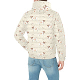 Jack Russel Pattern Print Design 02 Men's Padded Hooded Jacket