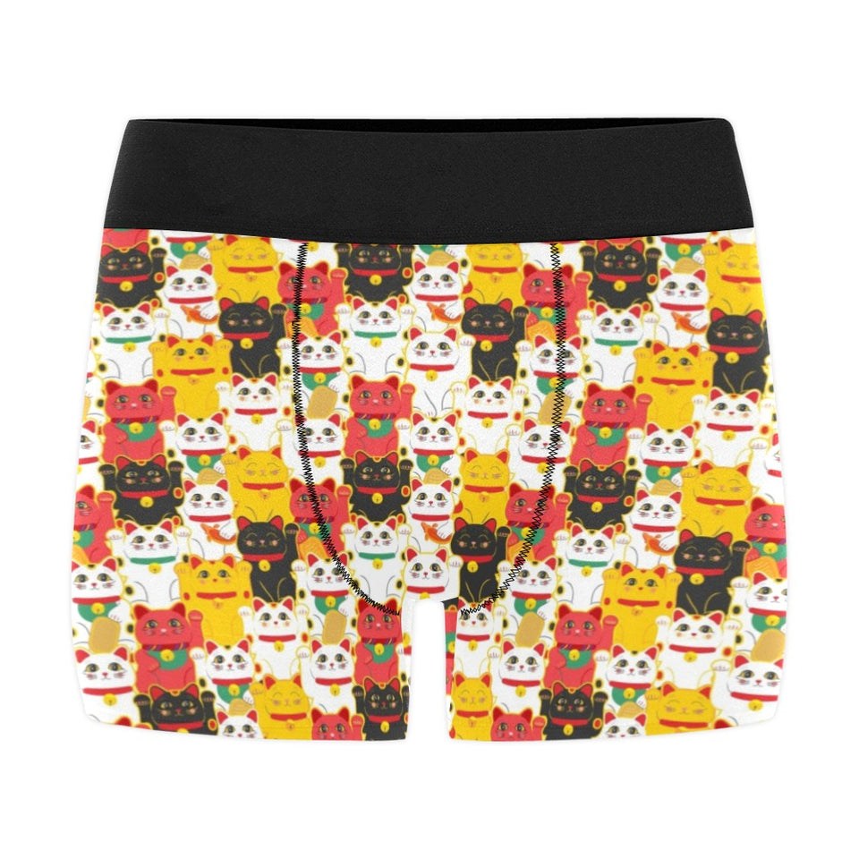 Colorful Maneki neko cat pattern Men's All Over Print Boxer Briefs Men's Underwear