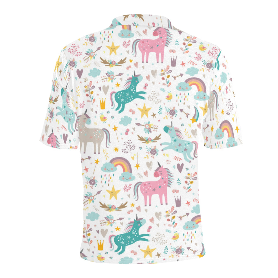 Colorful unicorn pattern Men's All Over Print Polo Shirt