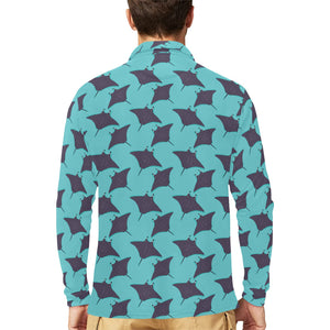 Stingray Pattern Print Design 02 Men's Long Sleeve Polo Shirt