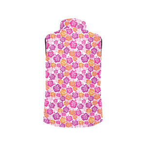 Hibiscus Pattern Print Design 01 Women's Padded Vest